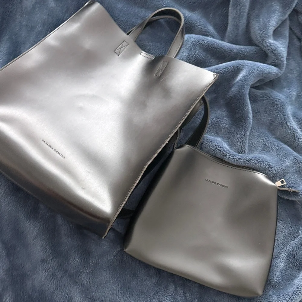 Claudia Canova Black Leather Tote Bag